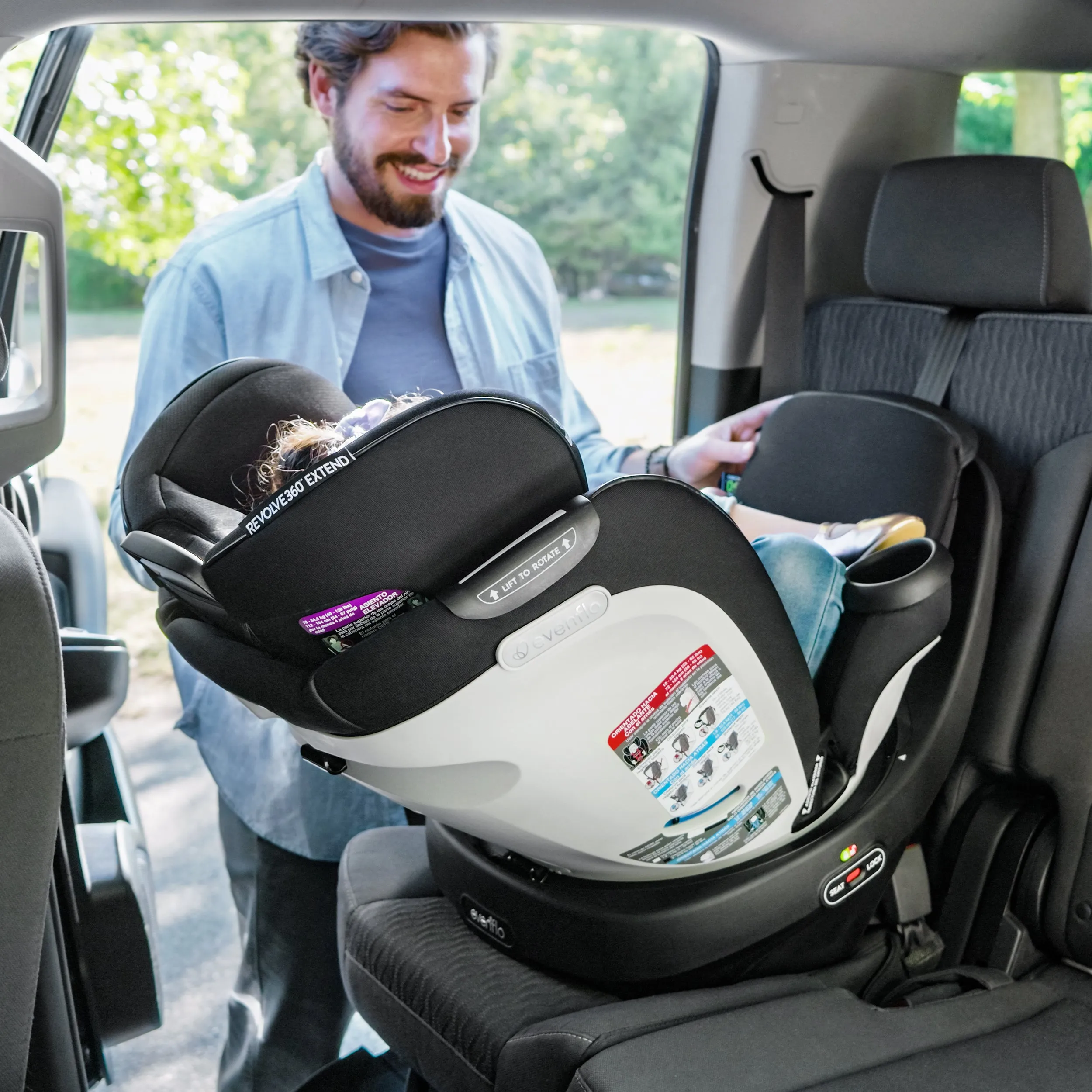 Revolve360 Extend All-in-One Rotational Car Seat with Green & Gentle Fabric