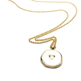 ROUND ENAMEL HEART NECKLACE