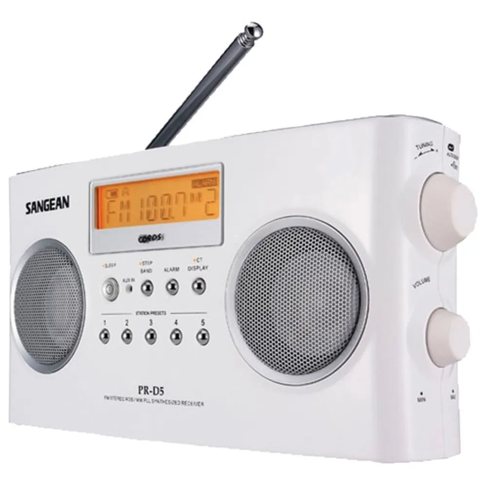 Sangean PRD5 Digital Portable Stereo Receiver with AM/FM Radio (White)