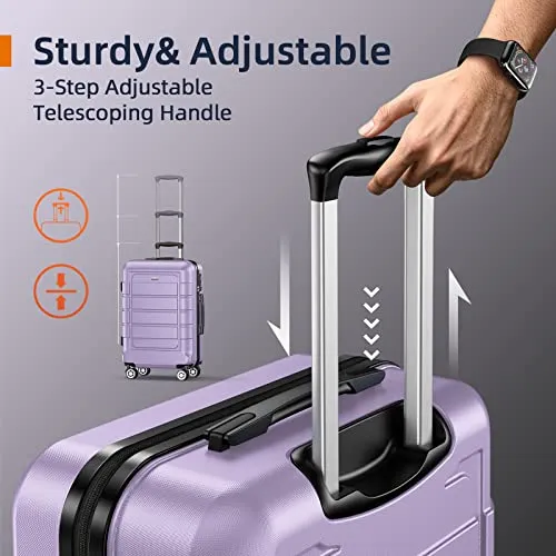 SHOWKOO Luggage Sets Expandable PC ABS Durable Suitcase, 3PC, Lavender