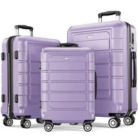 SHOWKOO Luggage Sets Expandable PC ABS Durable Suitcase, 3PC, Lavender