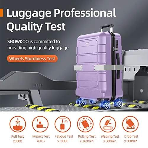 SHOWKOO Luggage Sets Expandable PC ABS Durable Suitcase, 3PC, Lavender