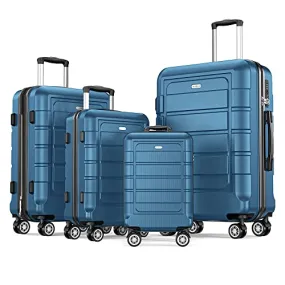 SHOWKOO Luggage Sets Expandable PC ABS Durable Suitcase Sets, Navy