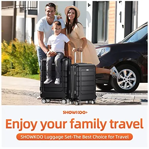 SHOWKOO Luggage Sets Expandable PC ABS Durable Suitcase