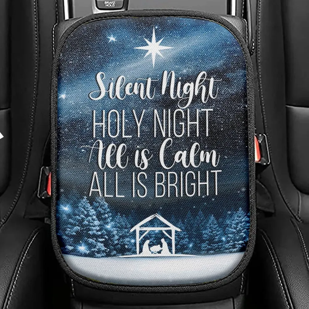 Silent Night Holy Night Starry Night Seat Box Cover, Bible Verse Car Center Console Cover, Scripture Interior Car Accessories