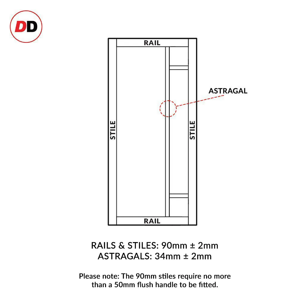 Single Sliding Door & Premium Wall Track - Eco-Urban® Suburban 4 Panel Door DD6411 - 6 Colour Options