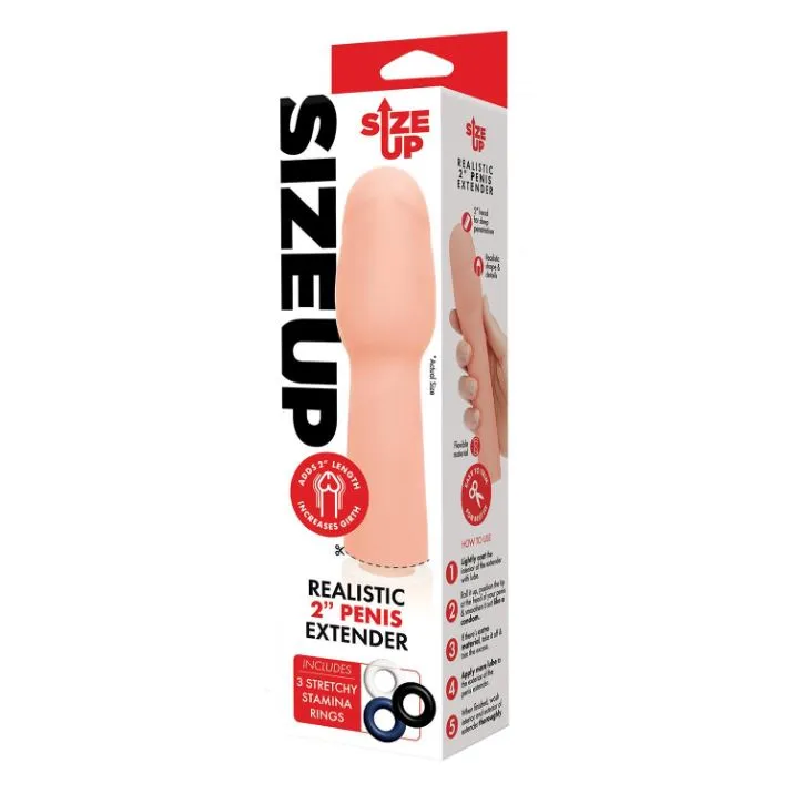 Size Up Extra Realistic 2 Inch Penis Extender Sleeve Flesh