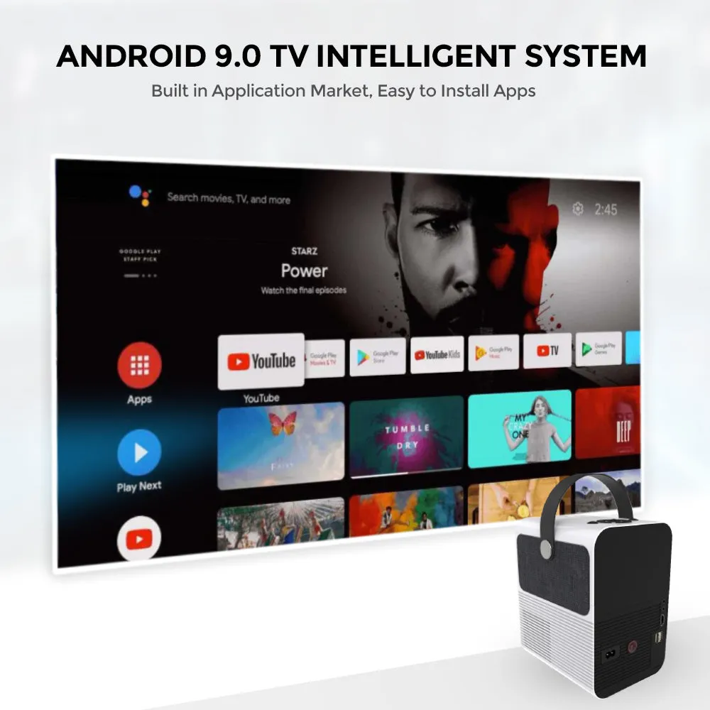 Smart LED Android Projector 4K [2GB RAM 16GB ROM] [ 160 ANSI Lumens ] with Miracast, AirPlay, Eshare Included 100" Projection Screen