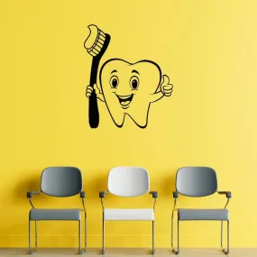 SnappySticker Toothbrush Dental Clinic Pediatric Dentist Wall Sticker PVC Vinyl Easy to Stick (27 X 30)