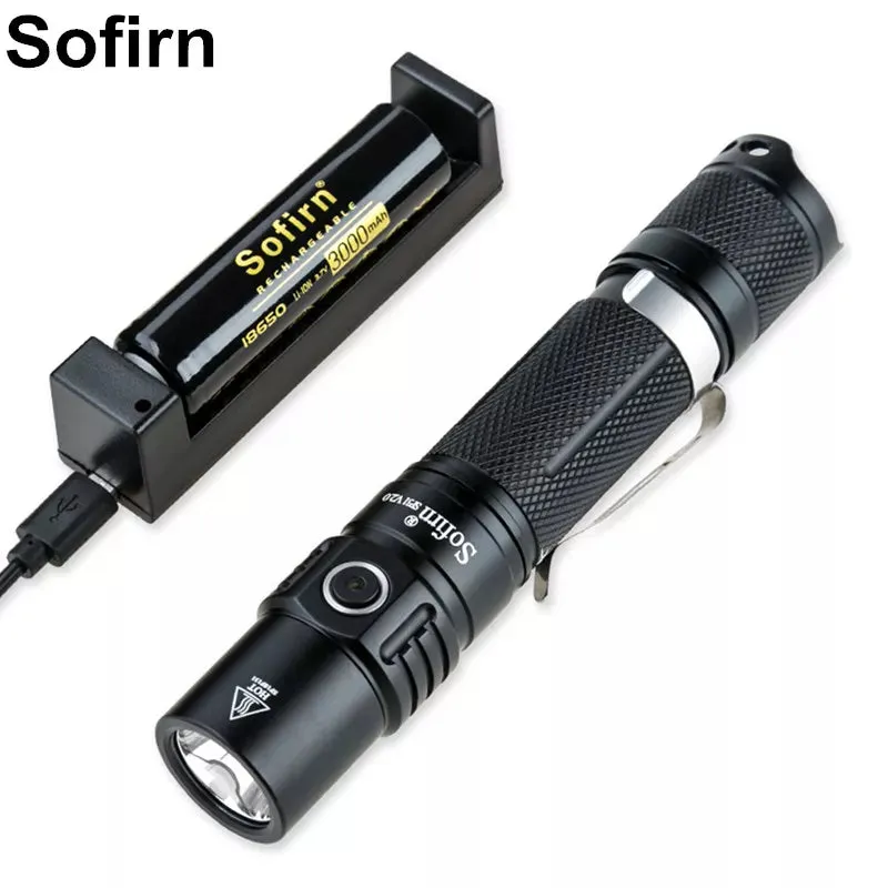 Sofirn SP31 V2.0 Powerful Tactical LED Flashlight 18650 Cree XPL HI 1200lm Torch Light Lamp with Dual Switch Power Indicator ATR