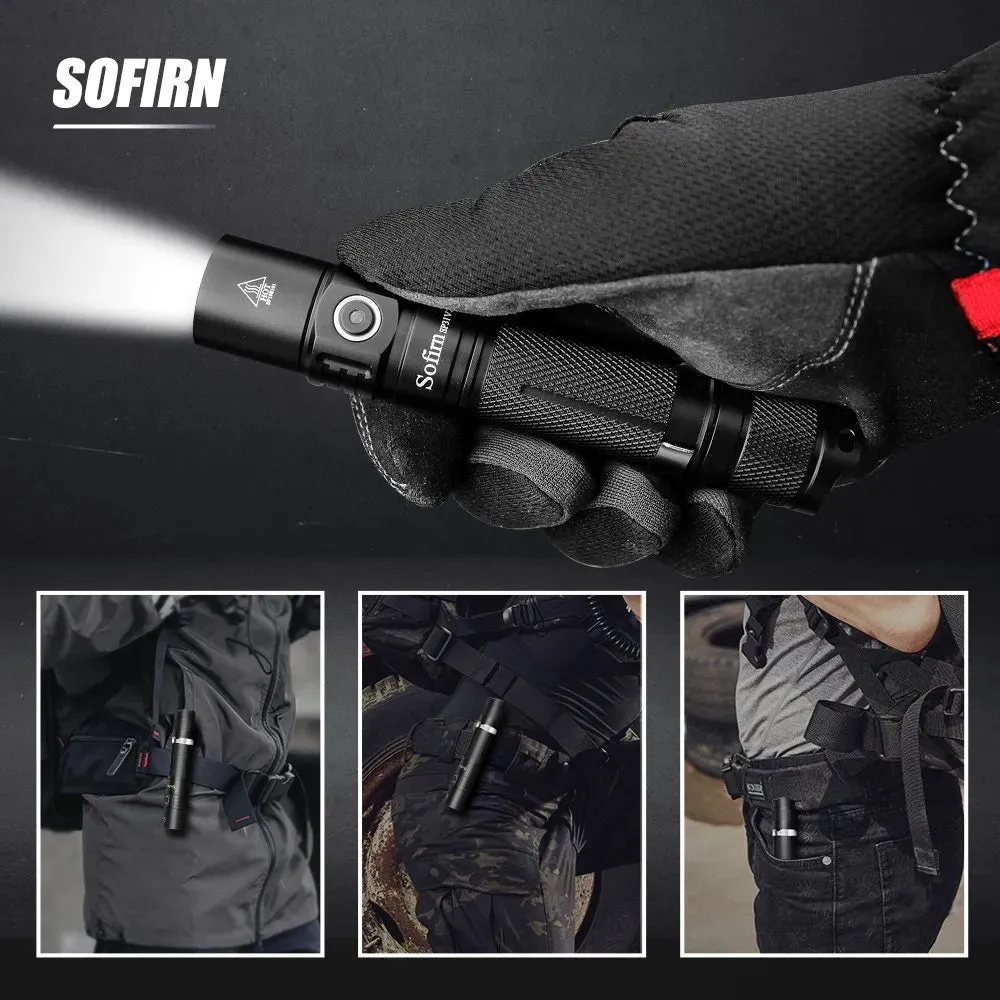 Sofirn SP31 V2.0 Powerful Tactical LED Flashlight 18650 Cree XPL HI 1200lm Torch Light Lamp with Dual Switch Power Indicator ATR