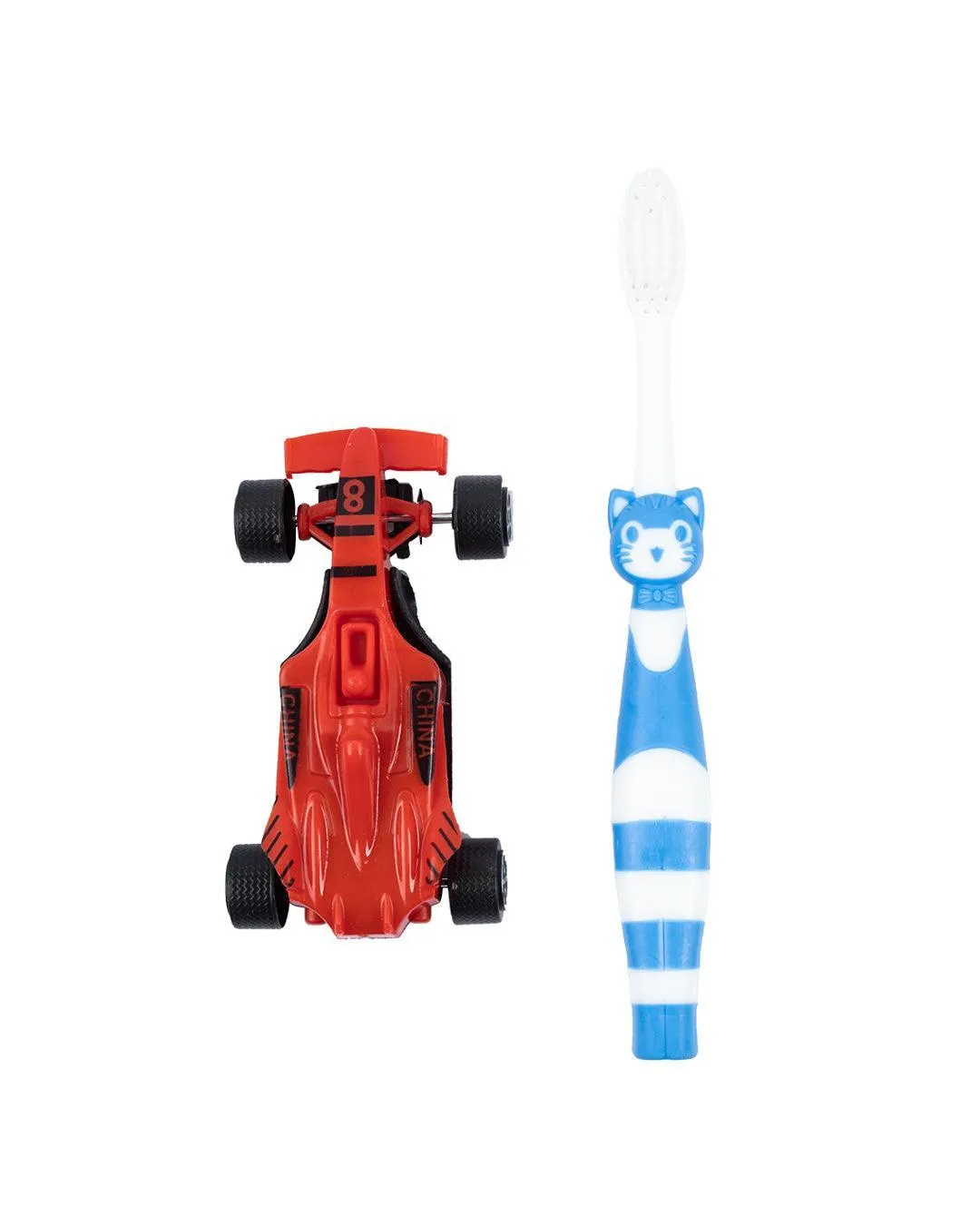 Soft Bristles Kid Compact Toothbrush with Toy Car, Red, Plastic