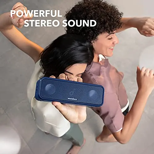 Soundcore 3 by Anker Soundcore, Bluetooth Speaker with Stereo Sound, 24H Playtime, IPX7 Waterproof, Pure Titanium Diaphragm Drivers, PartyCast, BassUp, App, Custom EQ, for Home, Outdoor, and Beach