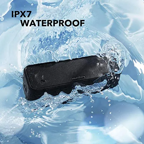 Soundcore 3 by Anker Soundcore, Bluetooth Speaker with Stereo Sound, 24H Playtime, IPX7 Waterproof, Pure Titanium Diaphragm Drivers, PartyCast, BassUp, App, Custom EQ, for Home, Outdoor, and Beach