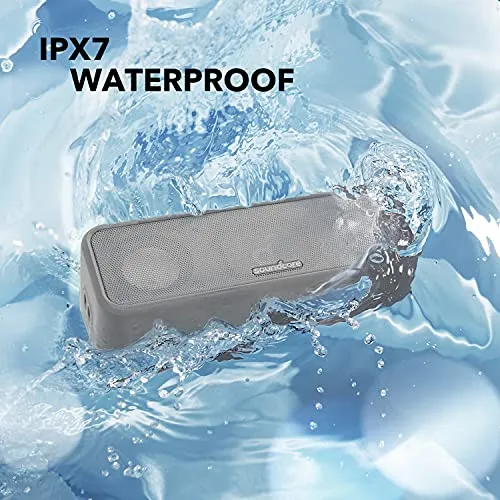 Soundcore 3 by Anker Soundcore, Bluetooth Speaker with Stereo Sound, 24H Playtime, IPX7 Waterproof, Pure Titanium Diaphragm Drivers, PartyCast, BassUp, App, Custom EQ, for Home, Outdoor, and Beach