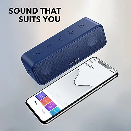 Soundcore 3 by Anker Soundcore, Bluetooth Speaker with Stereo Sound, 24H Playtime, IPX7 Waterproof, Pure Titanium Diaphragm Drivers, PartyCast, BassUp, App, Custom EQ, for Home, Outdoor, and Beach