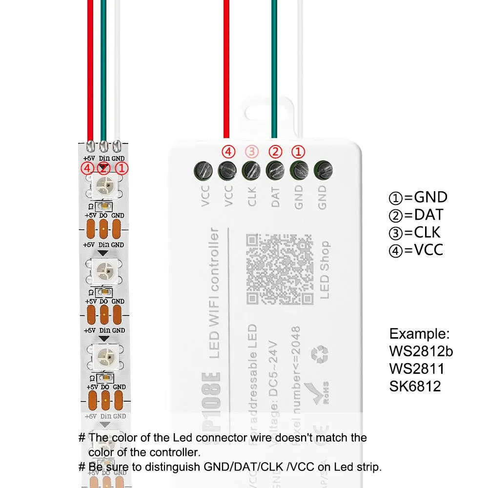 SP108E Wifi Magic Controller Smart APP Wireless Control IOS 10/Android 4.4 WS2812B WS2813 Etc LED Strip Module Light DC5-24V