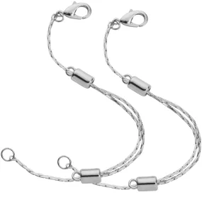 Stainless Steel Adjustable Necklace Chain Extender with Lobster Clasp, 2 Extenders