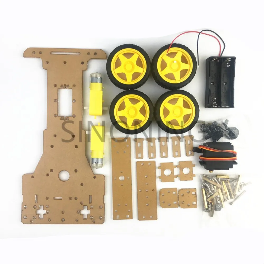 Steering engine 4 wheel 2 Motor Smart Robot Car Chassis kits DIY For Arduino with FUTABA 3003