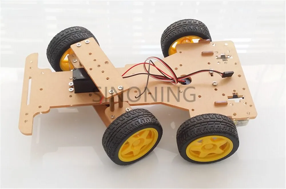 Steering engine 4 wheel 2 Motor Smart Robot Car Chassis kits DIY For Arduino with FUTABA 3003