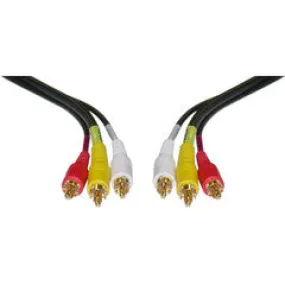 Stereo/VCR RCA Cable, 2 RCA (Audio)   RCA RG59 Video, Gold-plated Connectors, 50 foot