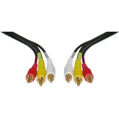 Stereo/VCR RCA Cable, 2 RCA (Audio)   RCA RG59 Video, Gold-plated Connectors, 50 foot