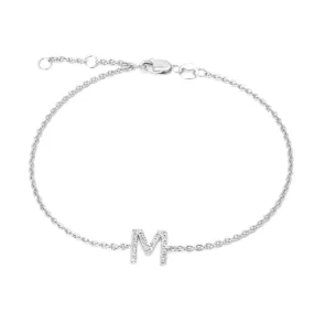 Sterling Silver Diamond Initial Bracelet