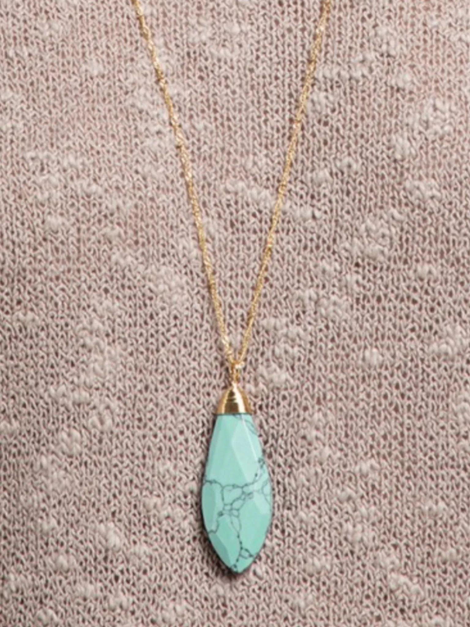 Stone Pendant Necklace - Turquoise