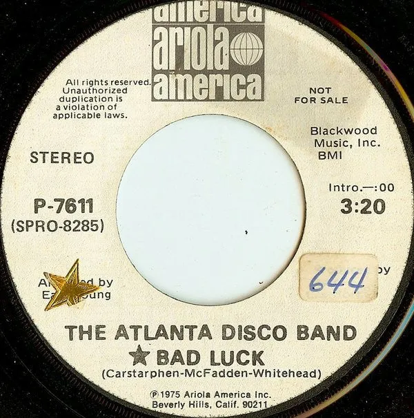 The Atlanta Disco Band - Bad Luck (7", Single, Promo) (VG )