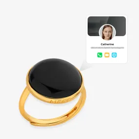 totwoo MEET Black Agate Smart Ring(18K Gold Pated Brass)