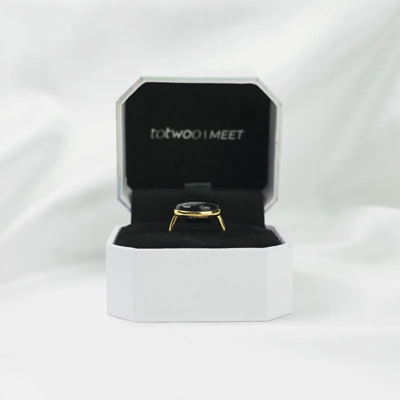 totwoo MEET Black Agate Smart Ring(18K Gold Pated Brass)