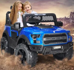 Toyify 4x4 Kids Electric Jeep with 2 Seat Option | 4 Motor | 12V Battery | Music Player | 1 Year Warranty & Life Time Spare Part Support | Battery Operated Toy Jeep (Blue)