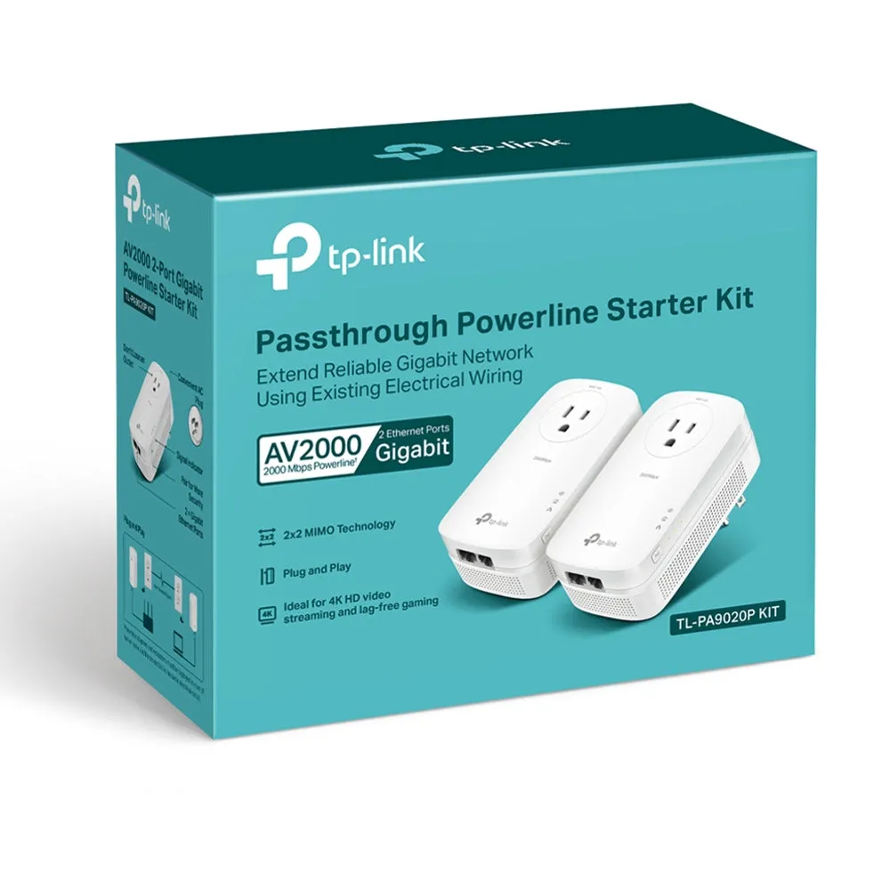 TP-Link TL-PA9020P KIT AV2000 Gigabit Passthrough Powerline Starter Kit (2× TL-PA9020P)