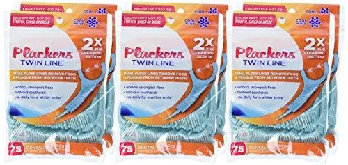 Twin Line Whitening Flosser 75 Count Pack Of 6