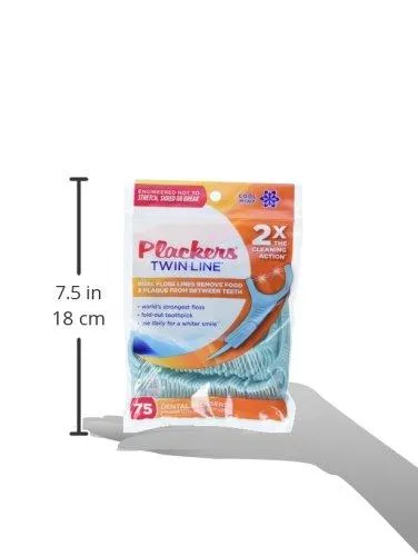 Twin Line Whitening Flosser 75 Count Pack Of 6