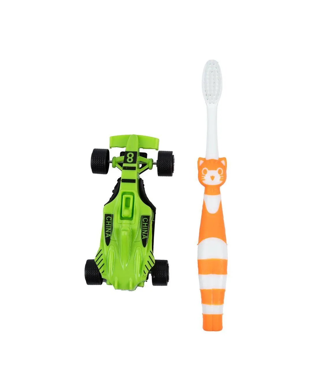 Ultra Soft Bristles Kid Toothbrush with Toy Car, Green, Plastic