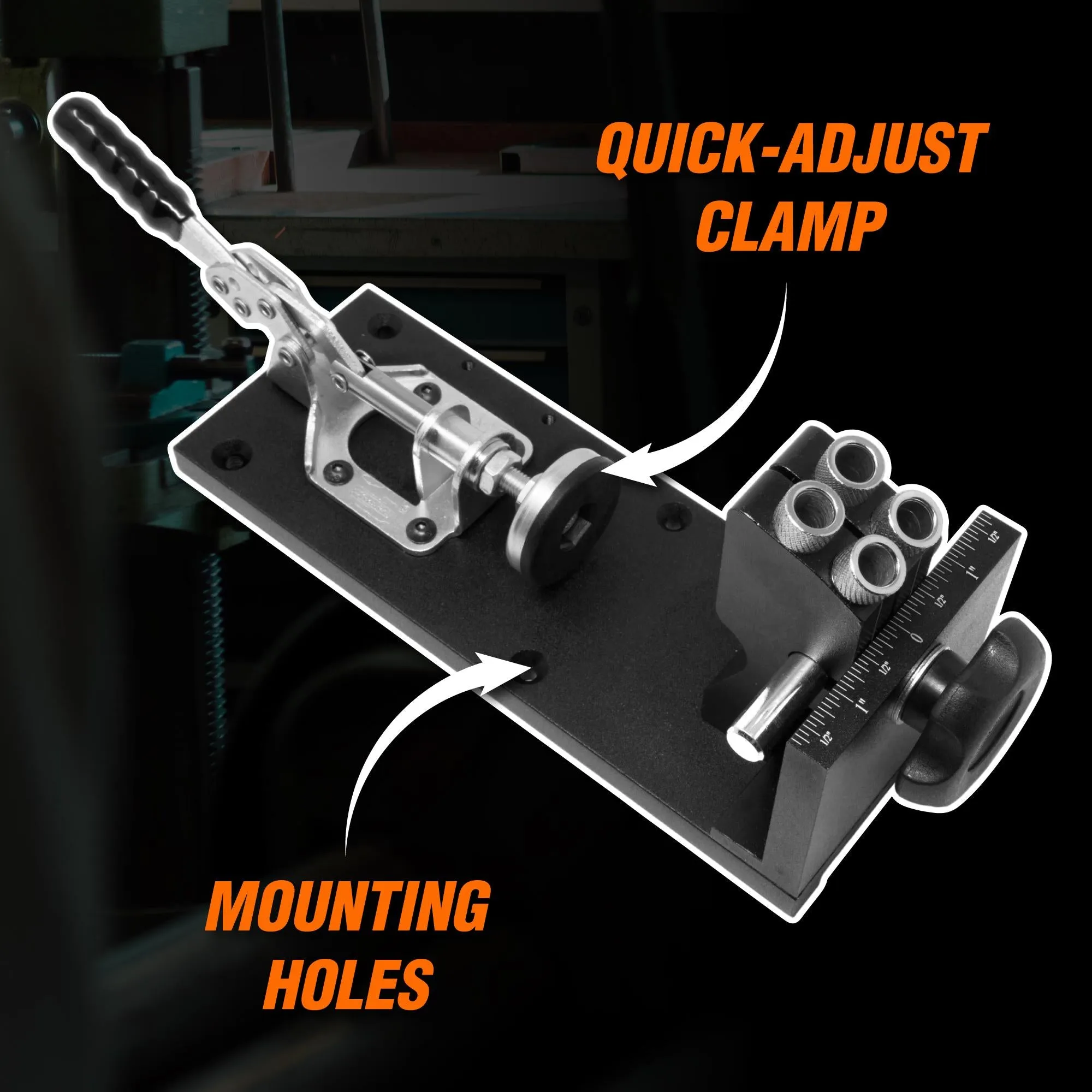 WEN WA1527 Metal Pocket Hole Jig Kit with L-Base, Step Drill Bit, and Self-Tapping Screws