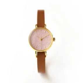 Women's Wristwatch - Garnet (Shadowy Cherry-Pink Color), Japanese handmade wrist watch