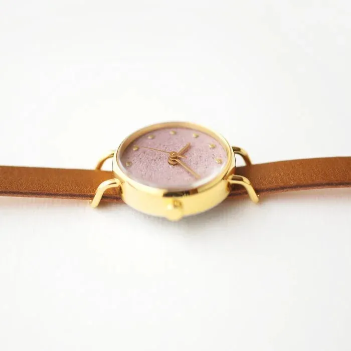 Women's Wristwatch - Garnet (Shadowy Cherry-Pink Color), Japanese handmade wrist watch